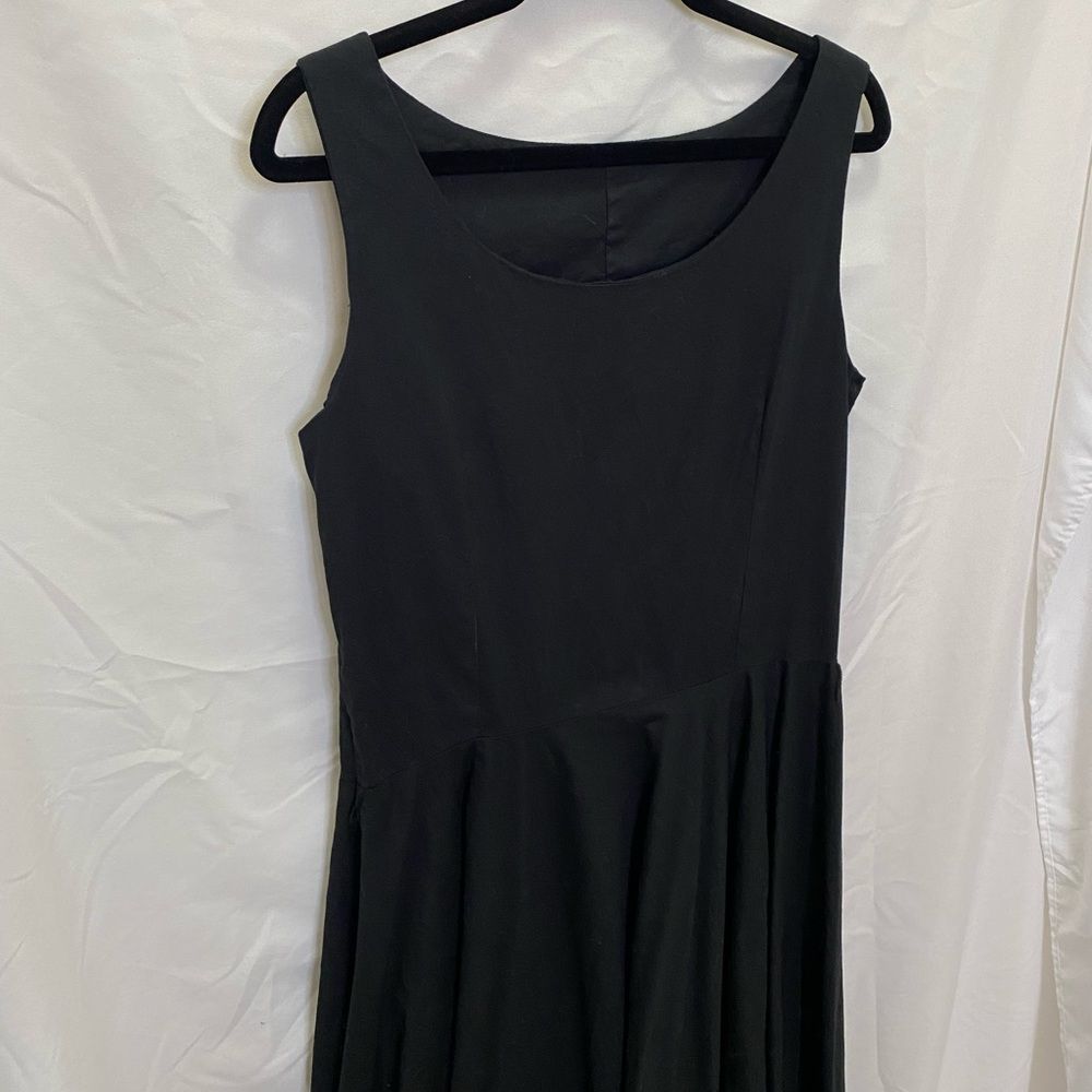 Queen of Holloway dress retro style fit & flair boatneck neckline, black, size M